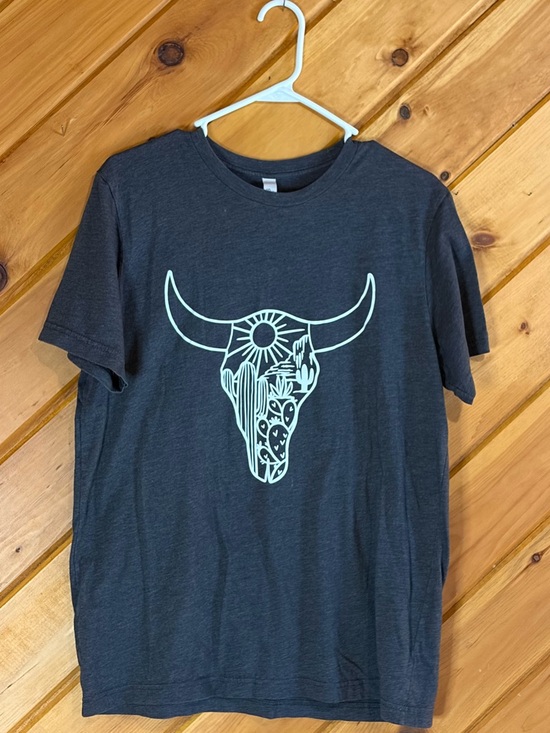 Bella Canvas Tops - Graphic Bull Skull Cactus T-Shirt Western Boho Desert Vibes Tee Size Large